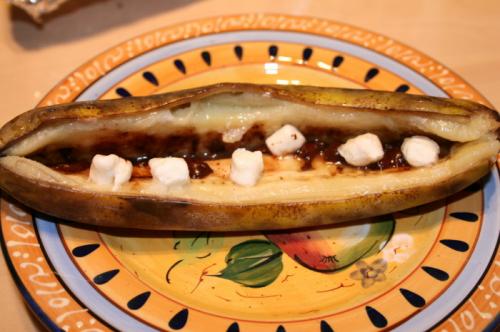 Bananes choco guimauve sur le bbq | Photo de Mireille