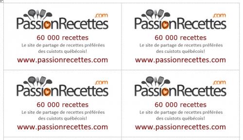 Cartes de visite à imprimer de Passion Recettes | Photo de PassionRecettes