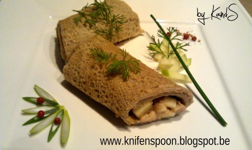 Galette de sarrasin et truite fumée à la moutarde à l'ancienne