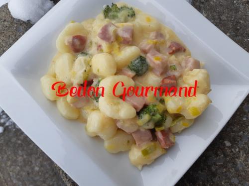 Gratin de gnocchis avec jambon fumé, brocoli et chorizo de Bedon Gourmand | Photo de Bedon gourmand