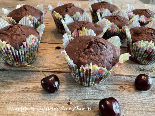 Muffins au cacao, gruau et cerises de Estherb | Photo de Estherb