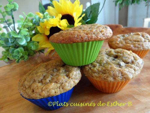 Muffins aux bananes, chocolat et mélasse de Esther B | Photo de Estherb