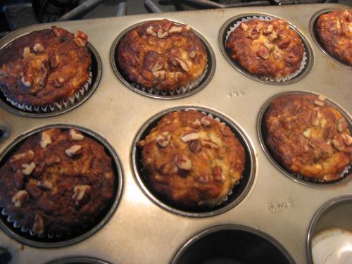 Muffins aux bananes, érable et noix de pacanes