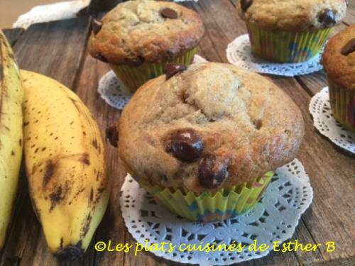 Muffins aux bananes et aux pépites de chocolat