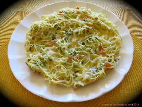 Omelette de pâtes au saumon fumé de Messidor | Photo de Messidor