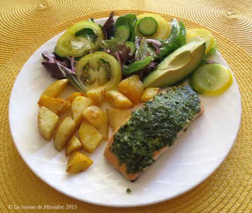 Pavés de saumon au pesto de roquette et basilic de Messidor | Photo de Messidor