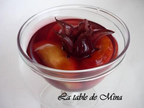 Pêches blanches à la fleur d'hibiscus et au sirop de verveine de Mamina13 | Photo de Mamina13