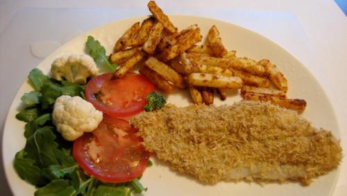 Poisson et frites croustillants au four pour deux de Messidor | Photo de Messidor