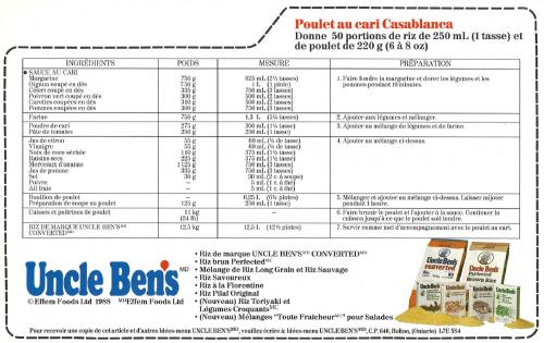 Poulet au cari casablanca, 50 portions de Uncle Ben's | Photo de PassionRecettes