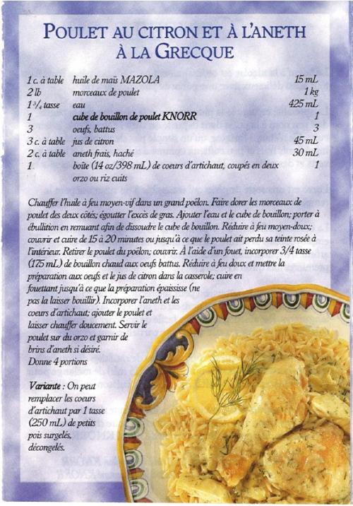 Poulet au citron et à l'aneth à la grecque de Knorr | Photo de PassionRecettes