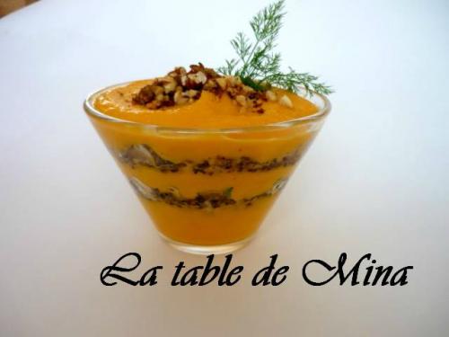 Purée de butternut en verrine aux fruits secs