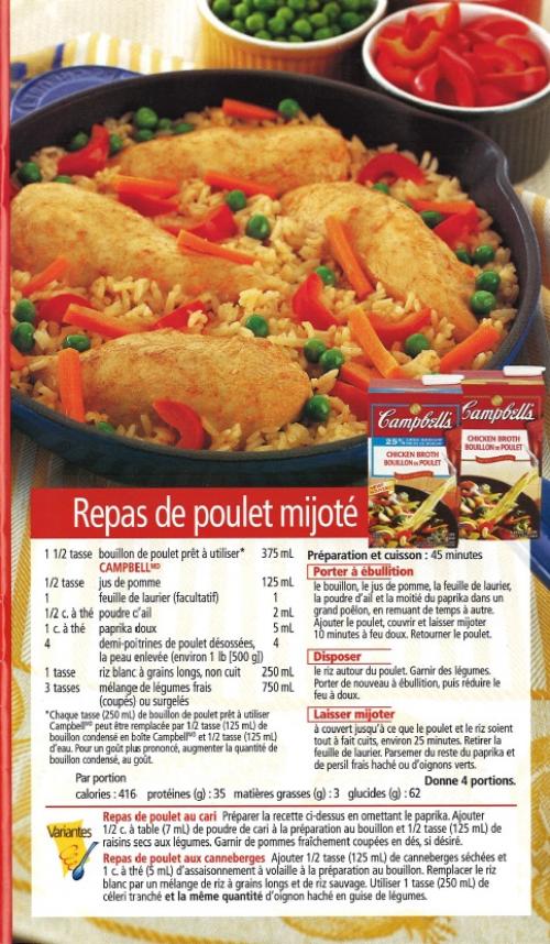 Repas de poulet mijoté de Campbell | Photo de PassionRecettes