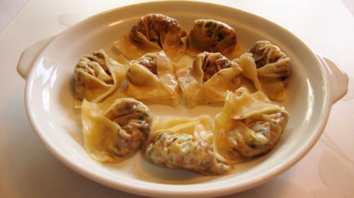 Soupe de won ton aux champignons et aux pacanes de Messidor | Photo de Messidor