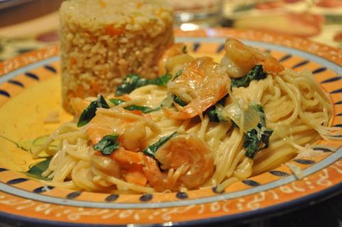 Spaghettinis aux épinards et crevettes de Mireille | Photo de Mireille