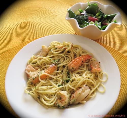 Spaghettis de langoustines au pesto de coriandre de Messidor | Photo de Messidor