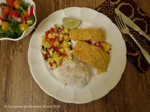 Filets de truite en croûte de coco, salsa à l'ananas + de Messidor | Photo de Messidor