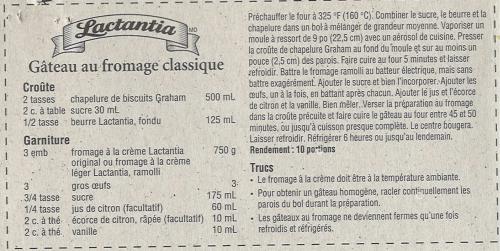 Gâteau au fromage classique de Lactantia | Photo de PassionRecettes