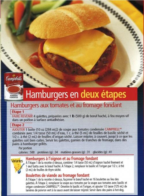 Hamburgers aux tomates et au fromage fondant en deux étapes de Campbell | Photo de PassionRecettes