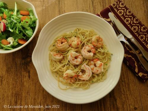 Spaghetti aux crevettes et au pesto de Messidor | Photo de Messidor