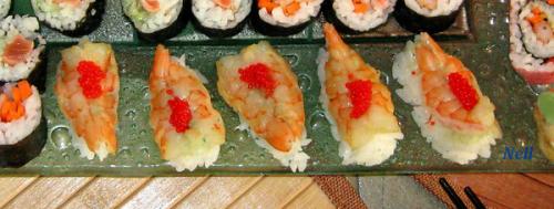 Sushis de crevettes, crabe ou surimi. de Nell | Photo de Nell