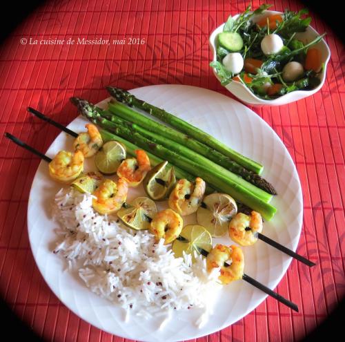 Brochettes de crevettes au lait de coco de Messidor | Photo de Messidor