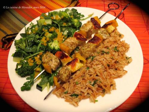 Brochettes de poulet au fromage halloumi de Messidor | Photo de Messidor