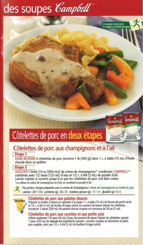 Côtelettes de porc aux champignons et à l'ail en deux étapes de Campbell | Photo de PassionRecettes