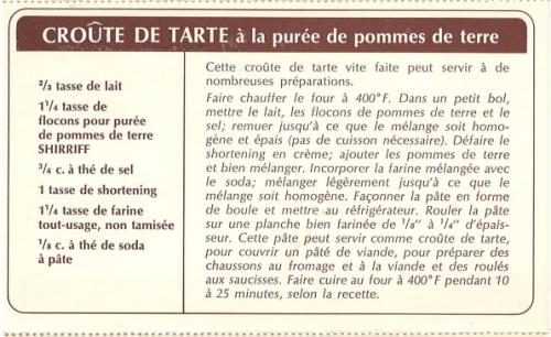 Croûte de tarte à la purée de pommes de terre de Shirriff | Photo de PassionRecettes