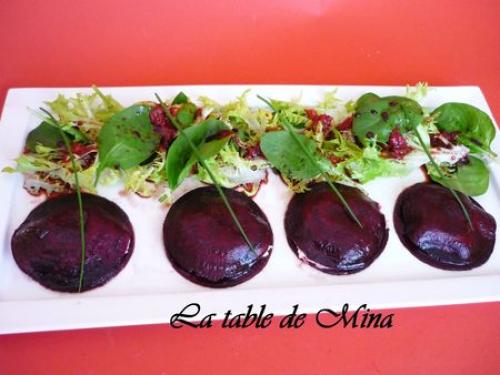 Ravioles de betterave au fromage frais, vinaigrette fraise/balsamique de Mamina13 | Photo de Mamina13