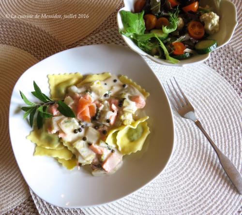 Raviolis au fromage, sauce crémeuse au saumon fumé + de Messidor | Photo de Messidor