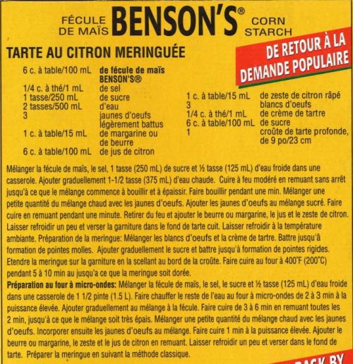 Tarte au citron meringuée de Benson's | Photo de PassionRecettes