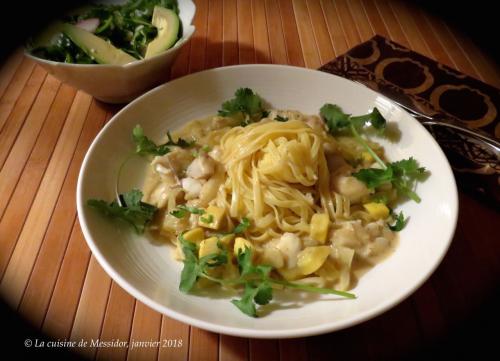 Blanquette d'aiglefin à la thaïe sur pâtes + de Messidor | Photo de Messidor