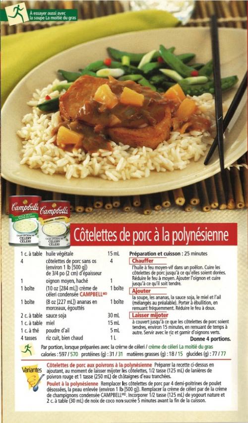 Côtelettes de porc à la polynésienne de Campbell | Photo de PassionRecettes