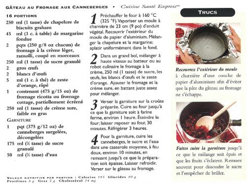 Gâteau au fromage aux canneberges de Cuisine Santé Express | Photo de PassionRecettes