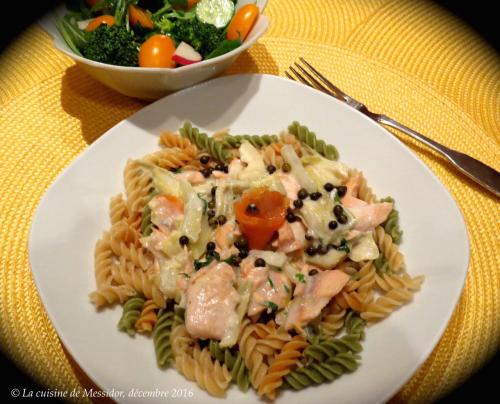 Pâtes courtes, sauce à la truite et au saumon fumé + de Messidor | Photo de Messidor