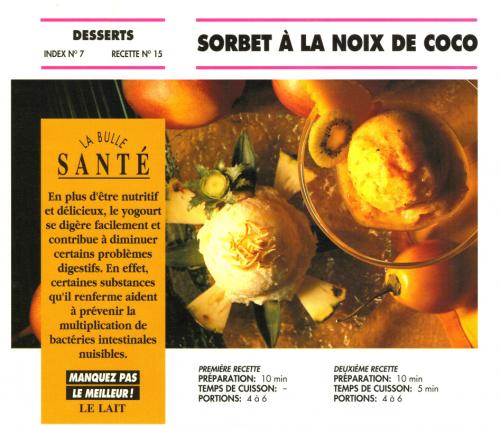 Sorbet à la noix de coco de Bon Appétit | Photo de PassionRecettes