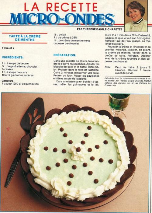 Tarte à la crème de menthe de Thérèse Daigle-Charette | Photo de PassionRecettes