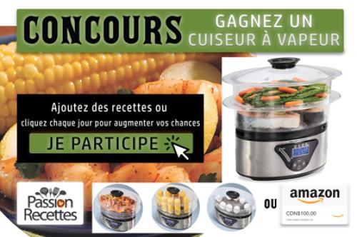 °° concours - gagnez un cuiseur à vapeur ou une carte cadeau amazon (valeur 100$) °° | Photo de PassionRecettes