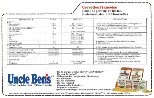 Crevettes françoise, 50 portions de Uncle Ben's | Photo de PassionRecettes