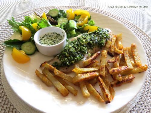 Filets de sébaste au pesto + frites santé de Messidor | Photo de Messidor