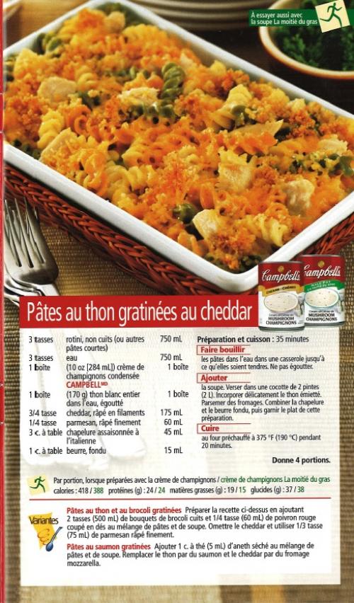 Pâtes au thon gratinées au cheddar de Campbell | Photo de PassionRecettes