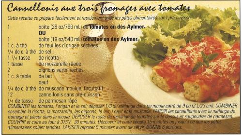 Cannellonis aux trois fromages avec tomates de Aylmer | Photo de PassionRecettes