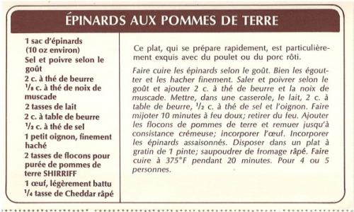 Epinards aux pommes de terre de Shirriff | Photo de PassionRecettes