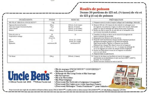 Roulés de poisson et riz, 30 portions de Uncle Ben's | Photo de PassionRecettes