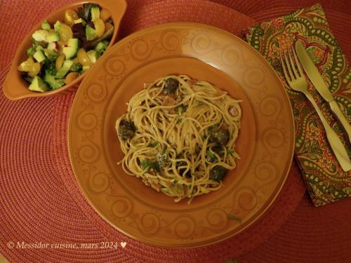 Spaghetti carbonara aux escargots + de Messidor | Photo de Messidor