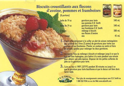 Biscuits croustillants aux flocons d'avoine, pommes et framboises de E.d. Smith | Photo de PassionRecettes