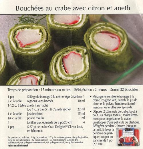 Bouchées au crabe avec citron et aneth de Clover Leaf | Photo de PassionRecettes