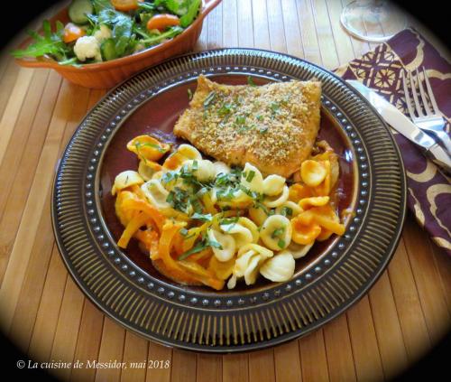 Filets de truite craquants et sauce orange sur pâtes + de Messidor | Photo de Messidor