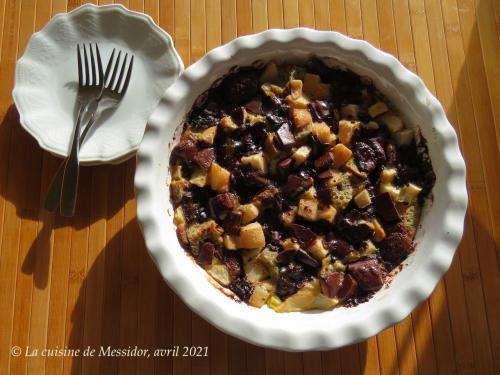 Pouding au pain exquis, poires et chocolat + de Messidor | Photo de Messidor