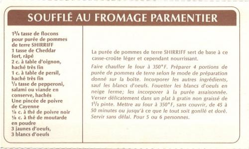 Soufflé au fromage parmentier de Shirriff | Photo de PassionRecettes